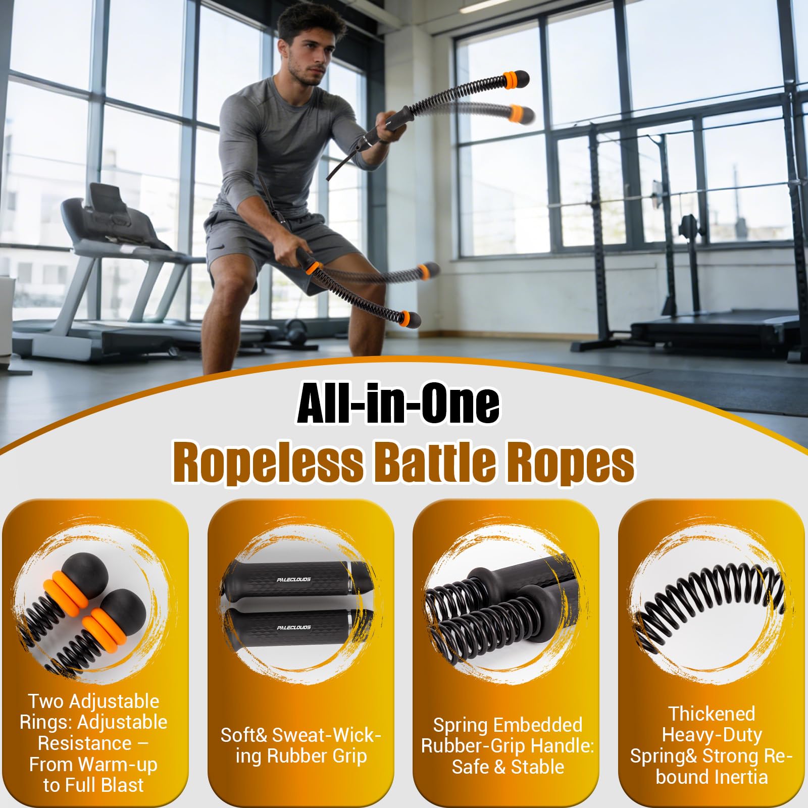 Portable Ropeless Battle Rope, Adjustable Cordless Battle Rope for Home Gym