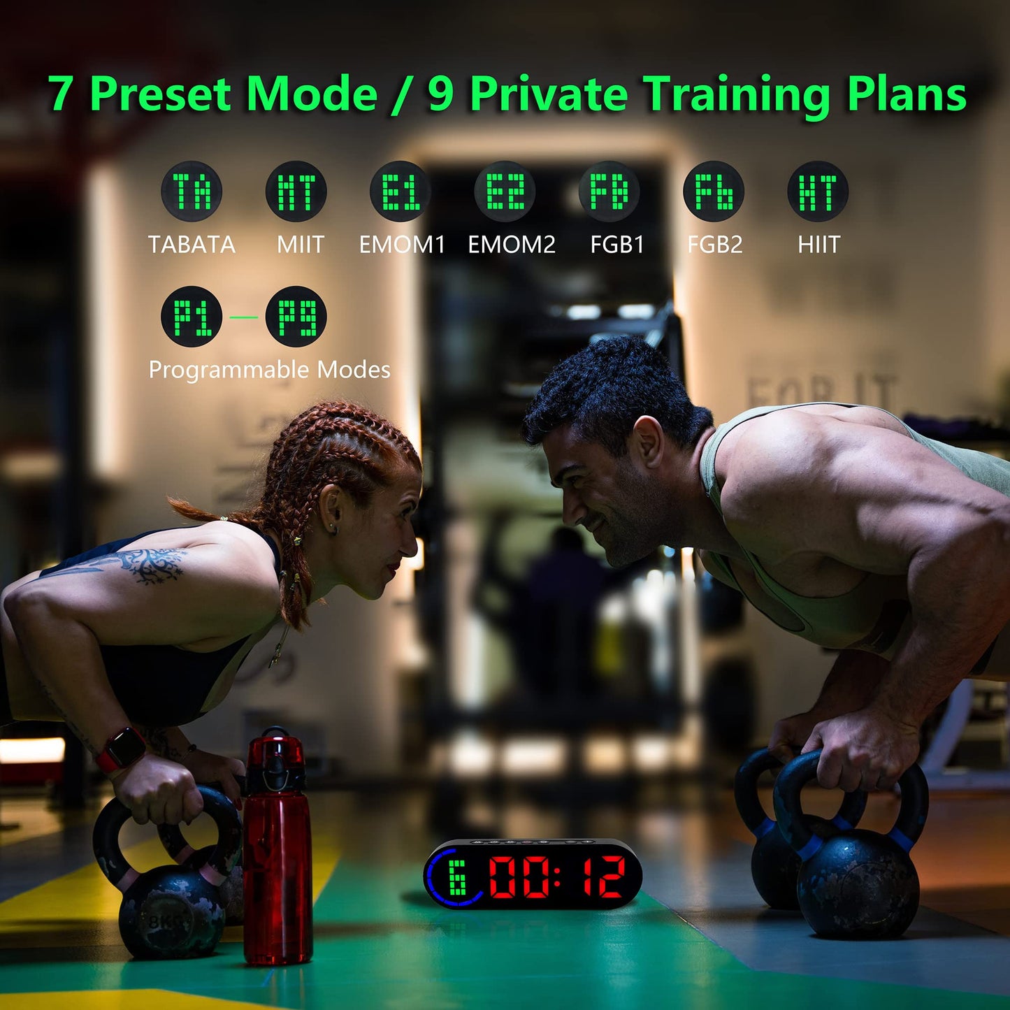 LUCORB Portable Gym Timer for Home Gym Interval Timer for Workout with Time Progress Bar/Rounds