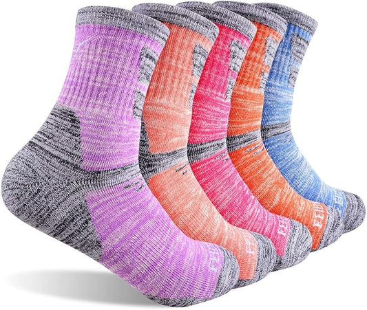 FEIDEER Hiking Walking Socks For Women, Multi-pack Outdoor Recreation Socks Moisture Wicking Crew