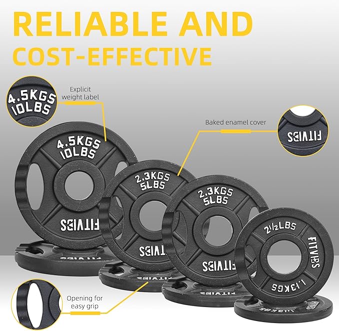 Olympic Cast Iron 2-Inch Weight Plate for Strength Training & Weightlifting, Multiple Weights Available