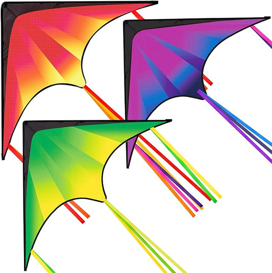JOYIN Large Delta Kite Red, Green and Purple, Easy to Fly Huge for Kids and Adults with 262.5ft