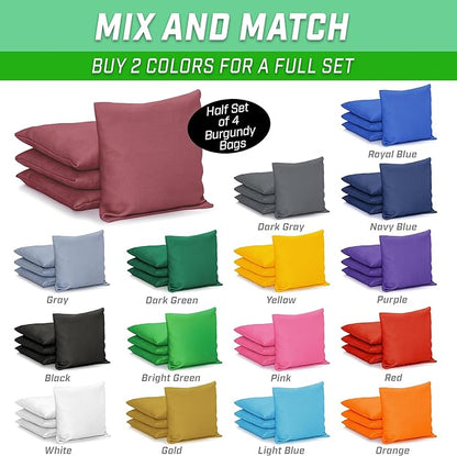 GoSports Classic Cornhole Bean Bags Set of 4-16 Colors Available - Regulation All Weather, Mix and Match