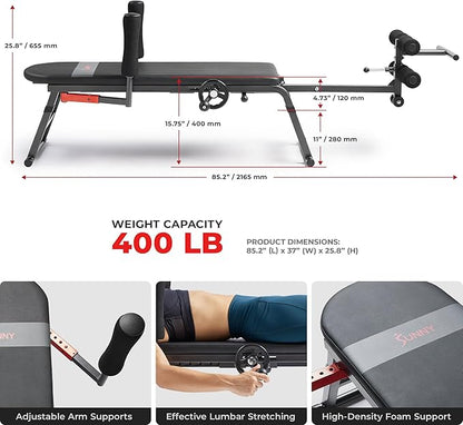 Sunny Health & Fitness Full Body Traction & Stretch Decompression Bench/Table Machine for Lumbar Stretching, Lower Back Pain Relief, Improved Posture Correction, Rehab, Spinal Compression, Flexibility