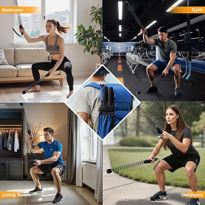 2PCS Ropeless Battle Ropes, Portable Workout Ropes for Home Gym Home Workout, HIIT Workouts Low-Impact Cardio Training Strength Training Core Muscle Building, Men Women