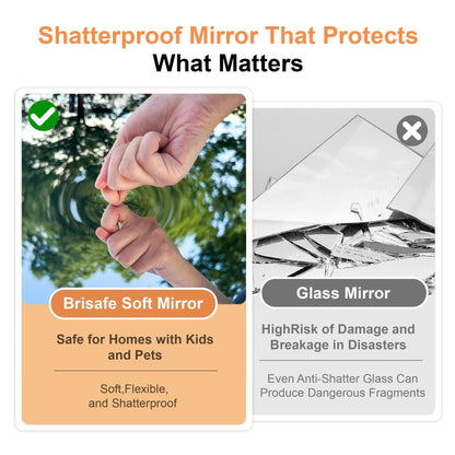 brisafe 67"x24" Ultra-Light Mobile Floor Mirror with 360° Wheels, 0.04mm Shatterproof Nano Film for
