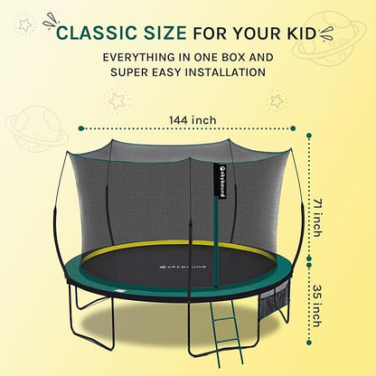 SkyBound 14 FT 12 FT 10FT 8FT 6FT Springless Trampoline for Kids and Adults - Recreational Trampolines with AntiRust Coating - Bungee Cords Outdoor Trampoline for Kids - No-Gap Design Zipper System