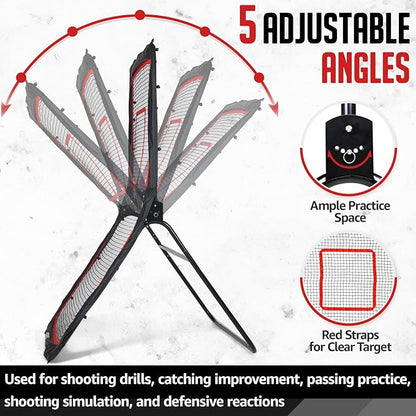 Lacrosse Rebounder, 4x7FT/4x6FT Lacrosse Rebound for Backyard with 5 Rebound Angles, Target Strip, Bounce Back Net Perfect for Lax Baseball Volleyball & Soccer Practice