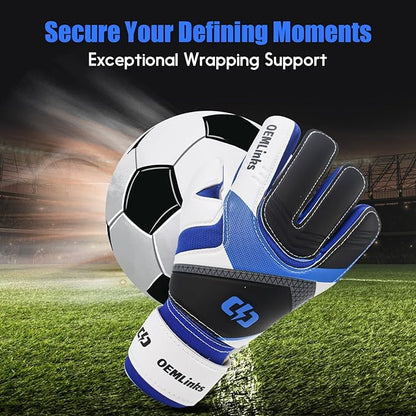 Youth&Adult Goalie Goalkeeper Gloves with Finger Protection Breathable Soccer Gloves with Strong Grips，6 Colors，Sizes 7-10