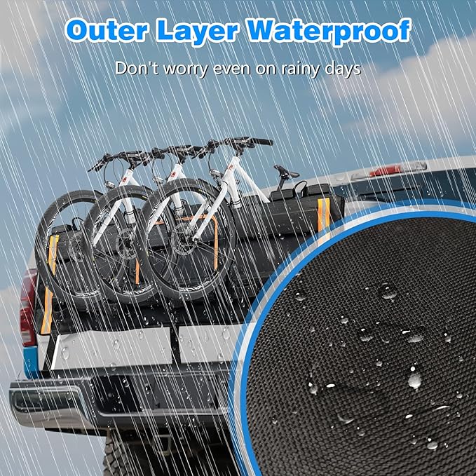 52" Tailgate Bike Pad, 3-in-1 Universal Outdoors Protection Pad Up to 5 Mountain Bikes and Road Bicycles, Thickened Tailgate Cover with Tool Pockets Scratch Shield and Locking