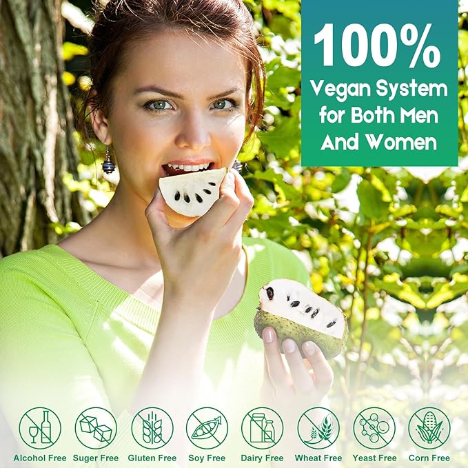 Soursop Graviola Liquid Drops Supplement with Sea Moss Extract, Soursop Bitters Liquid for Cell Support & Regeneration, Immunity, Liver, Antioxidant, Graviola Leaves Extract 2 Month Supply 60ML