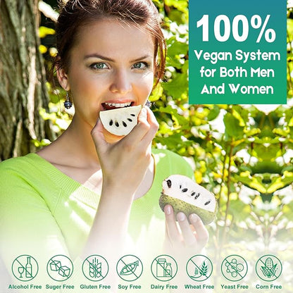 Soursop Graviola Liquid Drops Supplement with Sea Moss Extract, Soursop Bitters Liquid for Cell Support & Regeneration, Immunity, Liver, Antioxidant, Graviola Leaves Extract 2 Month Supply 60ML