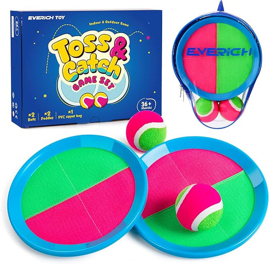 EVERICH Upgraded Toss and Catch Ball Game Set - Indoor and Outdoor Games for Kids 3-12, Beach Sand