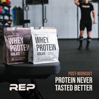 REP Purist Whey Protein Powder, Premium Vanilla Grassfed Isolate, Post-Workout Recovery, Keto Friendly, Clean Nutrition Meal Replacement, Promotes Lean Muscle, Sugar and Gluten-Free, Women Men, 2 Lb