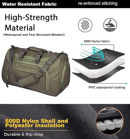 Gym Bag for Women & Men Tactical Duffle Military Weekender Work Out Lightweight Waterproof Sports Tote Shoe Pocket Green