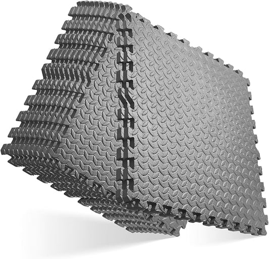 GWT Puzzle Exercise Mat, EVA Foam Interlocking Floor Tiles for Home Gym, Workout Equipment, Treadmill, Protective Flooring, Fit Tile 48 SQ FT (12 Pcs)