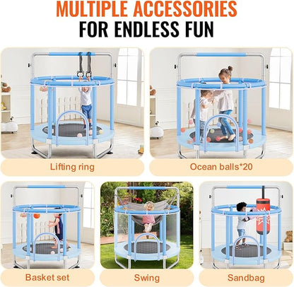 VEVOR 5FT Trampoline 50"/55"/56 * 35" for Indoor/Outdoor use for Toddlers, Foldable Mini Baby with Foam Handle, Recreational Birthday Gift
