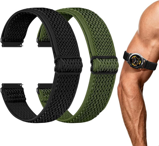2 Pack Elastic Ankle/Arm Watch Bands Compatible with Garmin Venu 3/Venu 2/Vivoactive 4, Garmin Forerunner 570 47mm/265/255/255 Music, 22mm Sport Nylon Replacement Strap for Amazfit GTR 4/3/2