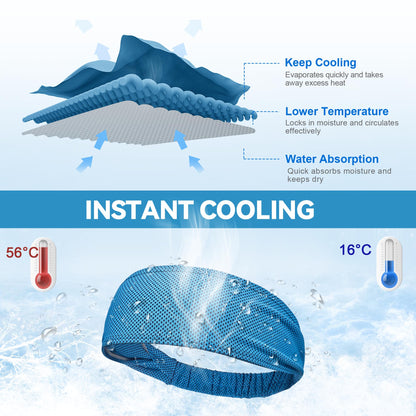 Sukeen Cooling Headbands for Women 4 Pack, Instant Cooling, Moisture Wicking Non-Slip Sweatbands
