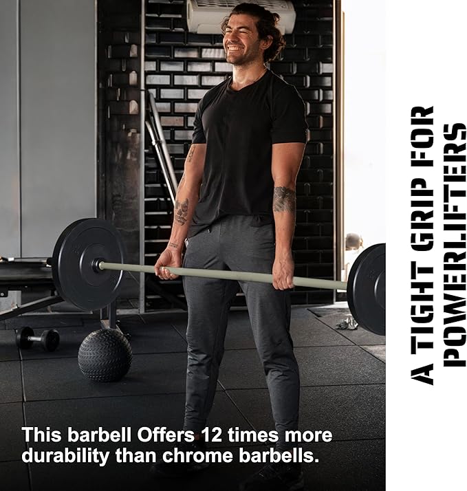 Tribe WOD Olympus Barbell Bar & Weight Bar - Durable, Bend-proof for Men and Women, Multipurpose Cerakote Weightlifting and Powerlifting Barbell for Home and Gym - Maximum Training Adaptability