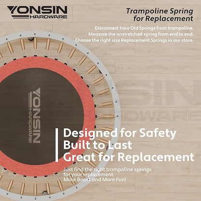 Trampoline Springs Heavy Duty with Swivel & Straight Hooks, Stainless Steel Trampoline Accessories Ideal Spring Replacement, Includes T-Hook Tool