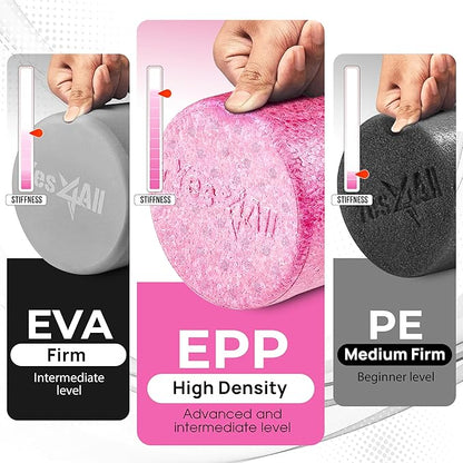 Yes4All High-Density EPP Round Back Roller Foam, Exercise Foam Roller for Yoga, Pilates & Stretching - 12, 18, 24, 36 inch