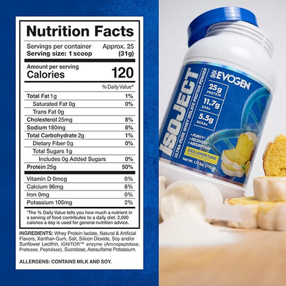 Evogen Isoject - Whey Protein Isolate | Ultra-Pure Whey Protein Powder with Ignitor Enzymes, BCAAs, and EAAs | Enhanced Absorption & Recovery | Ice Lemon Cake | 25 Servings