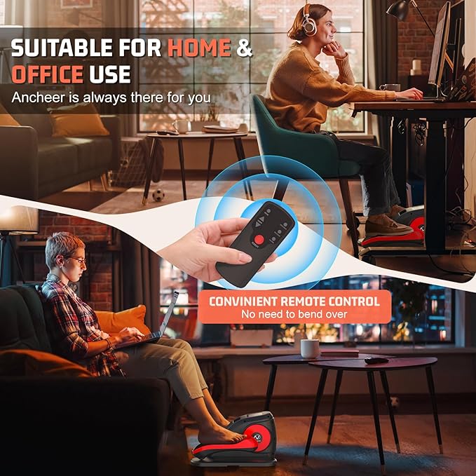 ANCHEER Under Desk Elliptical, Electric Ellipse Leg Exerciser with 12 Adjustable Resistance & Speeds, P1-P12 Modes, Quiet Seated Pedal Exerciser with Remote Control, 100% Pre-assembled for Home Office