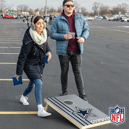 NFL 2' x 3' Solid Wood Cornhole Set with Direct Print HD Team Graphics – Great Gift for Any Football Fan! Bean Bag Toss Family Outdoor Games
