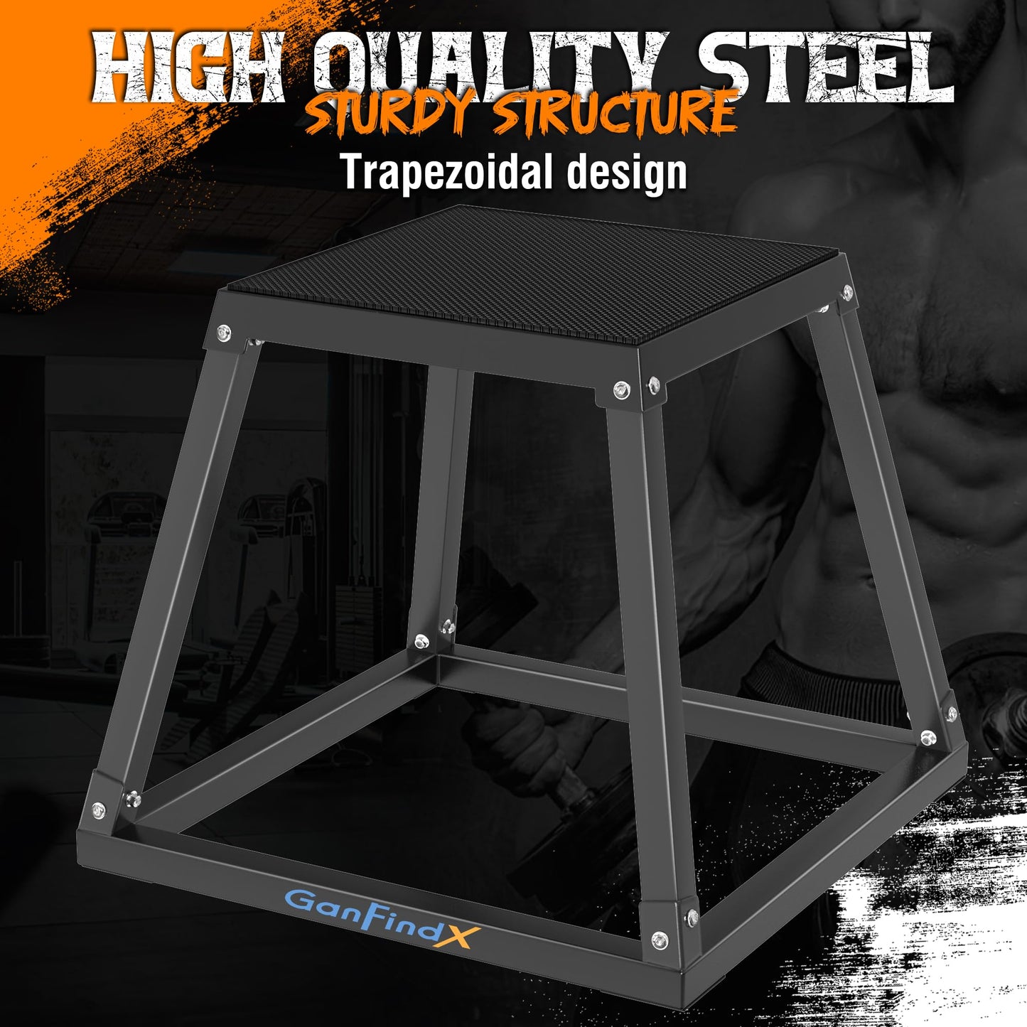 GanFindX 12/18/24" Metal Plyometric Jump Box, Heavy Duty Fitness Platform