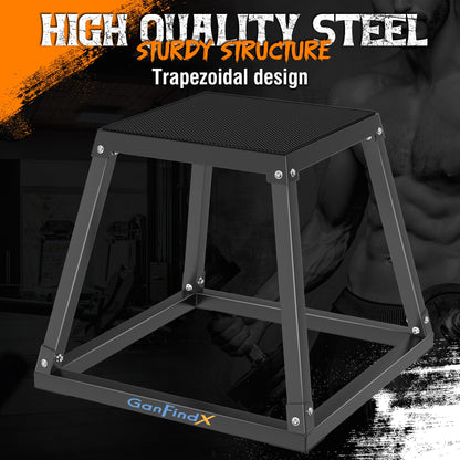 GanFindX 12/18/24" Metal Plyometric Jump Box, Heavy Duty Fitness Platform