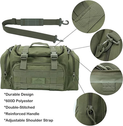 Duffel Bag – Heavy Duty Tactical Gym Bag for Men, Splashwater-Proof Weekender Travel Bag for Basketball, Football, Soccer, Hiking, and Hunting (Dark Green)