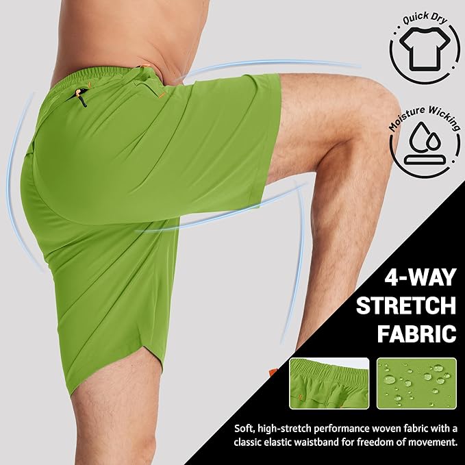 TACVASEN Men's Running Athletic Shorts 9" Quick Dry Workout Gym Shorts Lightweight Summer Shorts 3 Zipper Pockets