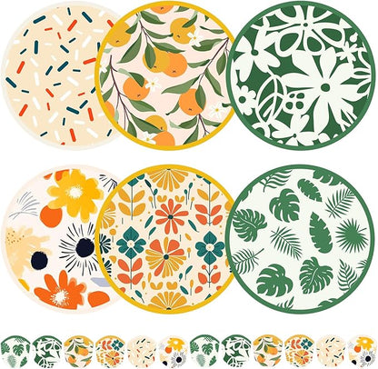 Mototo Foldable Flying Disc Fans, 36PCS Foldable Disc Fan 8 Inch Pop up Round Collapsible Hand Fan Bulk with Pouch for Women Purse Travel Beach Game Wedding Party Favor Decoration, 6 Abstract Style