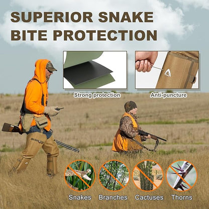 Snake Guard Chaps Waterproof Snake Chaps for Hunting Snake Bite Protection Gear Adjustable Size Snake Proof Gaiters Fit for Men & Women Anti-Snake Gaiters for Legs Cover From Ankle to Thigh