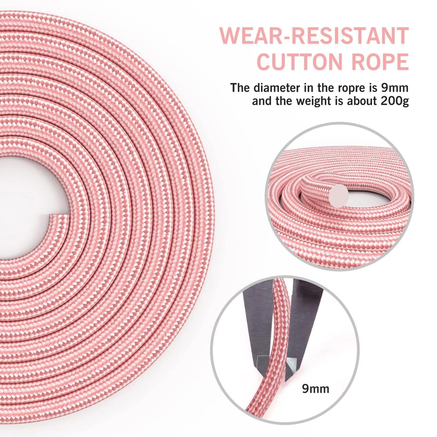 FITMYFAVO Jump Rope Cotton Adjustable Skipping Weighted jumprope for Women，Adult and Children