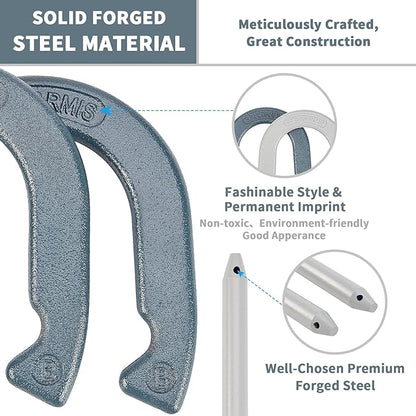 Horseshoes Outside Game Set - Universal Size Lawn Horseshoes Outdoor Games for Parties Beach Backyard, Includes 4 Horseshoes, 2 Steel Stakes and Durable Carrying Bag