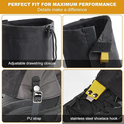 Waterproof Trail Gators for Hiking Boots Adjustable Ankle Leg Gaiters for Men Women Shoe Gaiters Snow Boot Covers Snowshoeing
