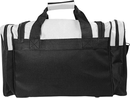 DALIX 17" Duffle Bag Dual Front Mesh Pockets (Black Gold Gray Dark Green Navy Blue Maroon Royal Blue Orange Pink Purple Red White