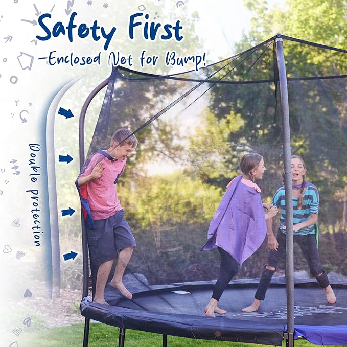 123JUMP by Skywalker Trampolines 10FT 12FT 14FT Outdoor Trampoline with Enclosure and Ladder, Round Recreational Trampoline for Kids with ASTM Approval, Spring Pad Cover, Heavy Duty Jump Mat