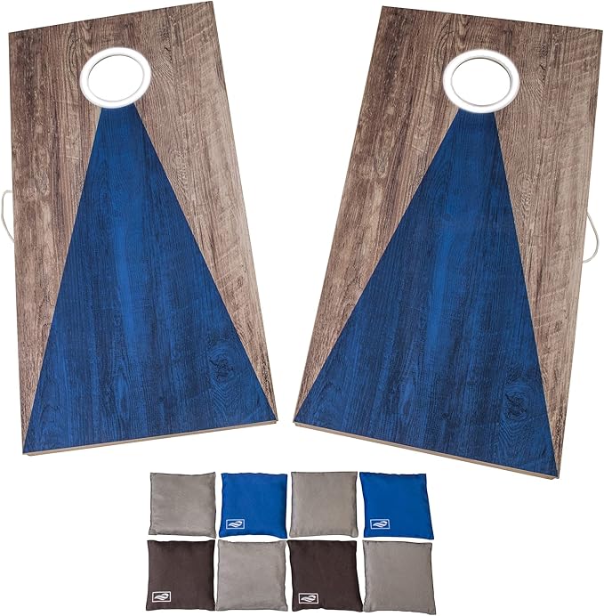Triumph Sports LED 2x4 Cornhole Boards - Caddy set and Grey and Blue