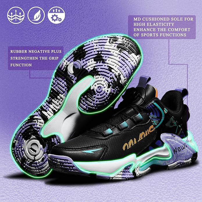 CJSPORX Women Men Basketball Shoes Breathable Men Non Slip Outdoor Fashion Unisex Sneakers