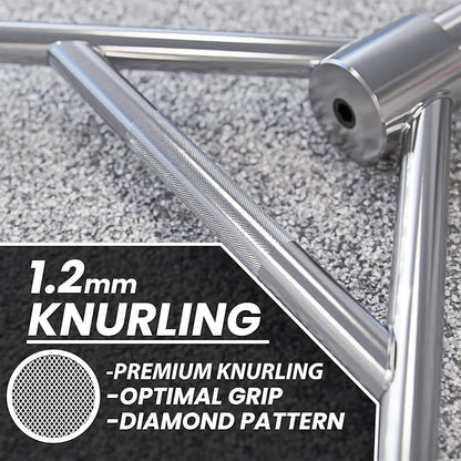 Synergee 20kg and 25kg Chrome or Black Olympic Hex Barbell Trap Bar with Rotating, Flat or Raised Handles for Squats, Deadlifts, Shrugs.