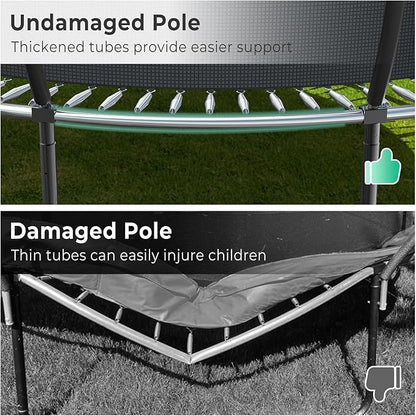 12 14 15 16FT Trampoline Outdoor with Basketball Hoop, Trampoline with Lights for Kids and Adults, Recreational Trampolin with Sprinkler, Stakes