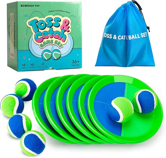EVERICH Upgraded Toss and Catch Ball Game Set - Indoor and Outdoor Games for Kids 3-12, Beach Sand