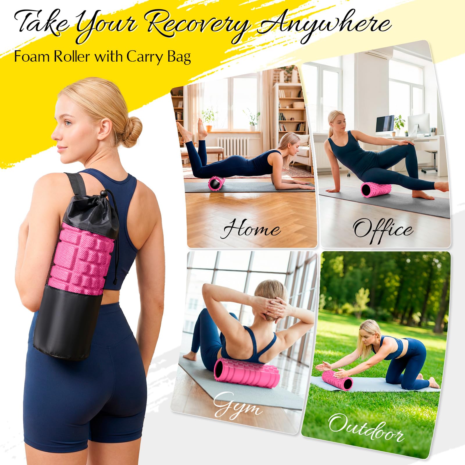 CHYNIQUE Foam Roller 13" Multi Density Fitness Exercise for Muscle Recovery