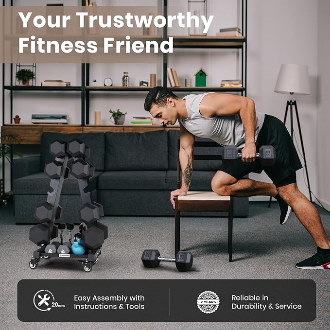 LIONSCOOL Premium Solid Steel Dumbbell Rack Stand Only, A-Frame Portable Weight Storage Organizer with Optional Tray and Wheels, Perfect for Home Gym Fitness Storage (200LBS/300LBS/700LBS Weight Capacity Available)