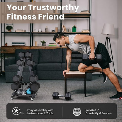 LIONSCOOL Premium Solid Steel Dumbbell Rack Stand Only, A-Frame Portable Weight Storage Organizer with Optional Tray and Wheels, Perfect for Home Gym Fitness Storage (200LBS/300LBS/700LBS Weight Capacity Available)