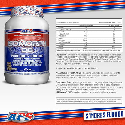 APS Nutrition Isomorph 28 Protein Powder | Pure Whey Isolate | Cold Pressed, Ultra- Filtered, & Ion Exchange Isolates | 28g Protein | 2 Pound (S?™Mores)