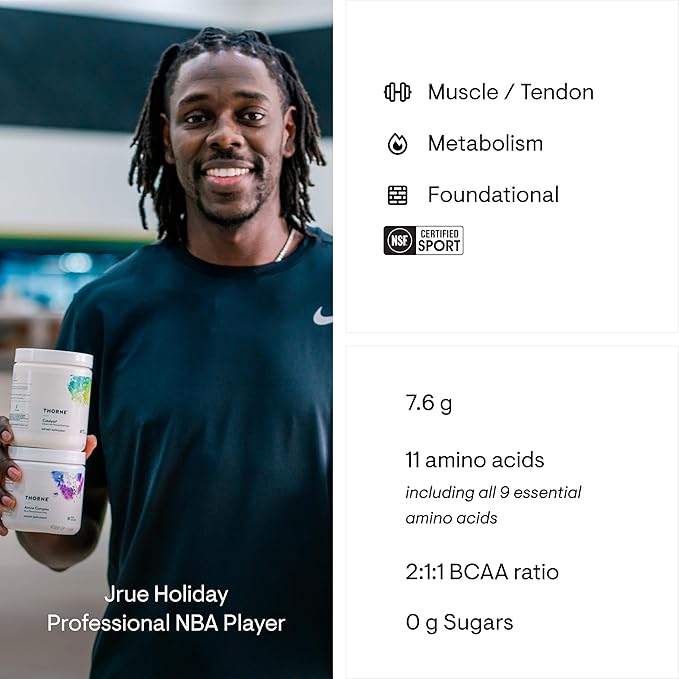 THORNE - Amino Complex - Clinically-Validated EAA and BCAA Powder for Pre or Post-Workout - Promotes Lean Muscle Mass & Energy Production* - NSF Certified for Sport - 30 Servings - 8.0 Oz - Berry