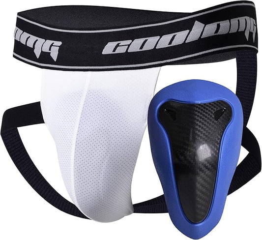 COOLOMG MMA Jock Straps with Cup for Men Adult 4-Straps Athletic Supporters with Groin Cup for BJJ